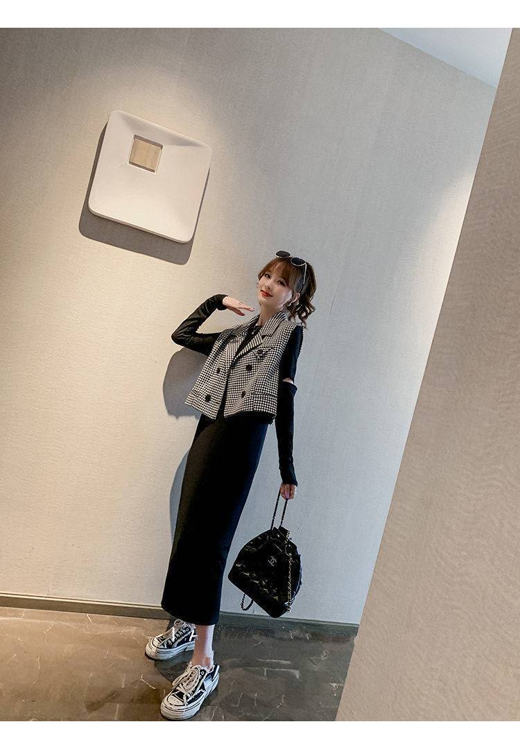 【set】好感度満載!ベスト+ワンピース合わせやすい2点セット G2290