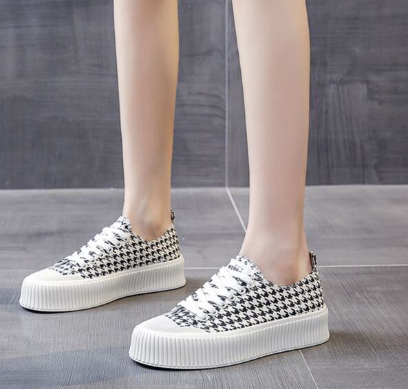 【shoes】一目惚れ!合わせやすいファッション配色履きやすい秋新作千鳥格子スニーカーF0864