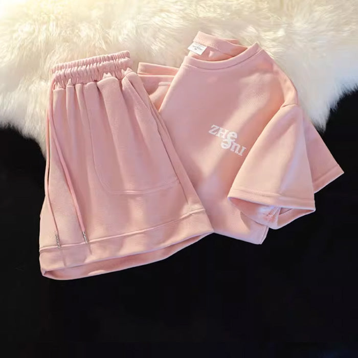 【set】4色Tシャツ+ショートパンツ2点セットF7763