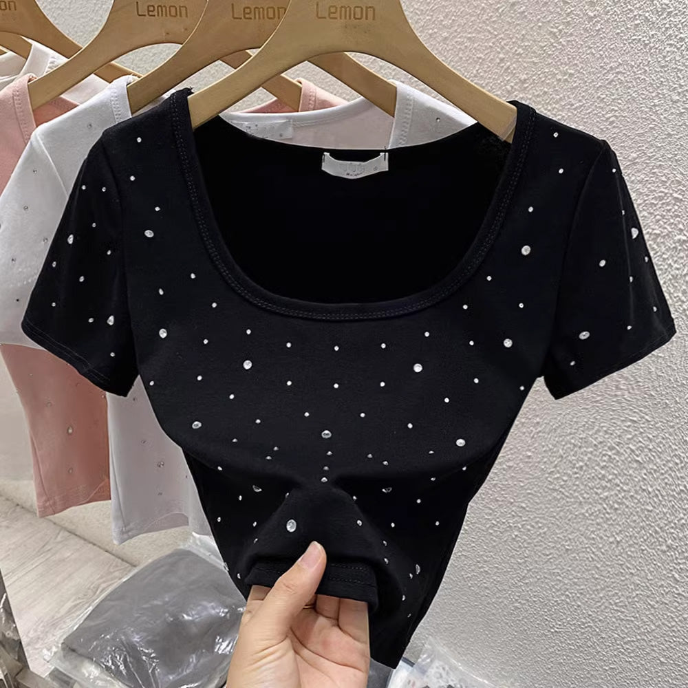 【tops】3色半袖キラキラTシャツF7761
