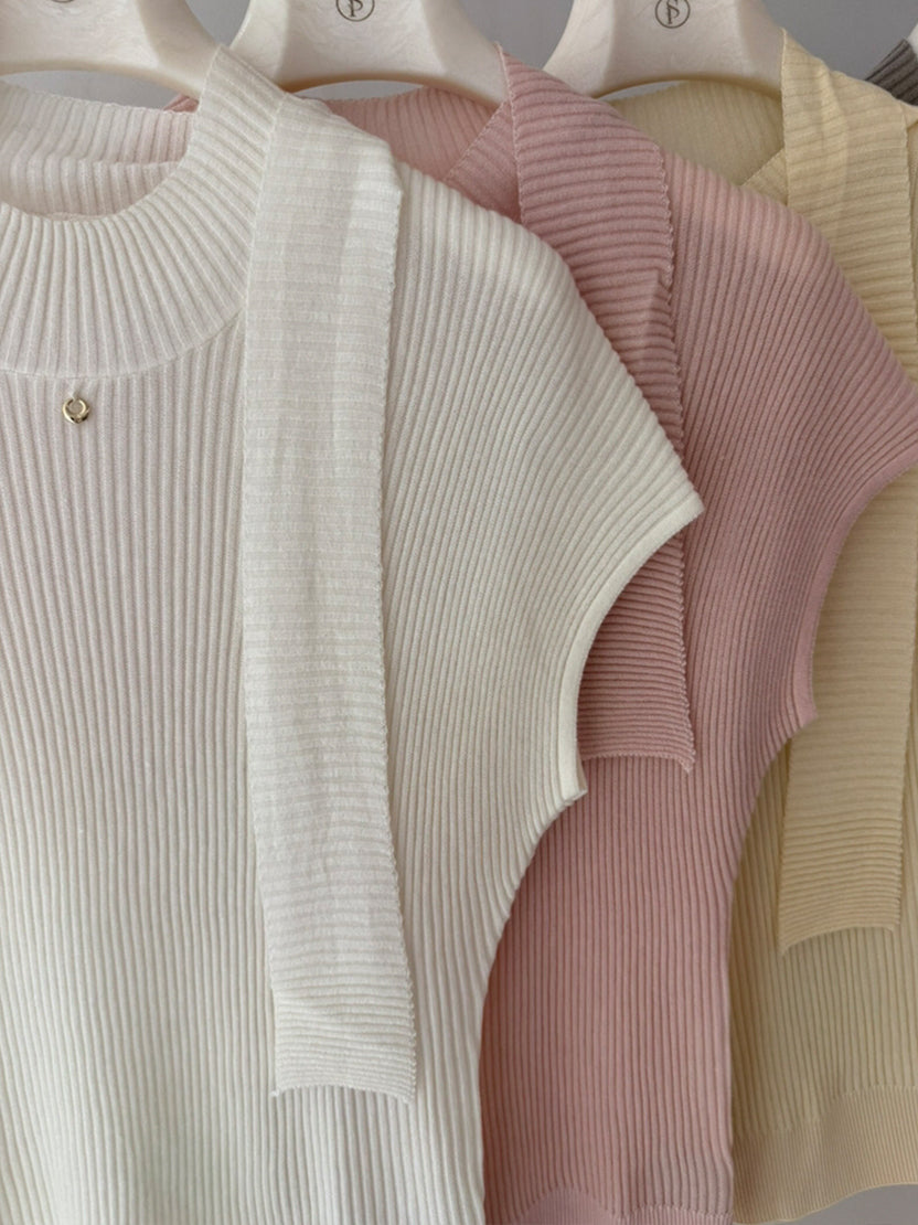 【tops】半袖ニットトップス Q9078
