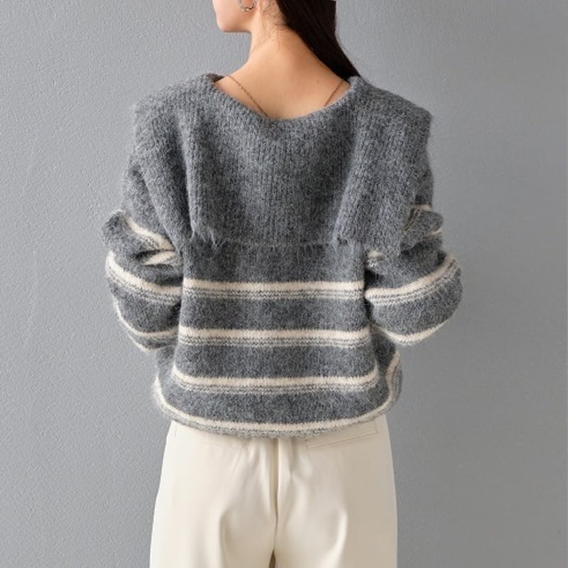 【tops】Vネックニットトップス Q7078