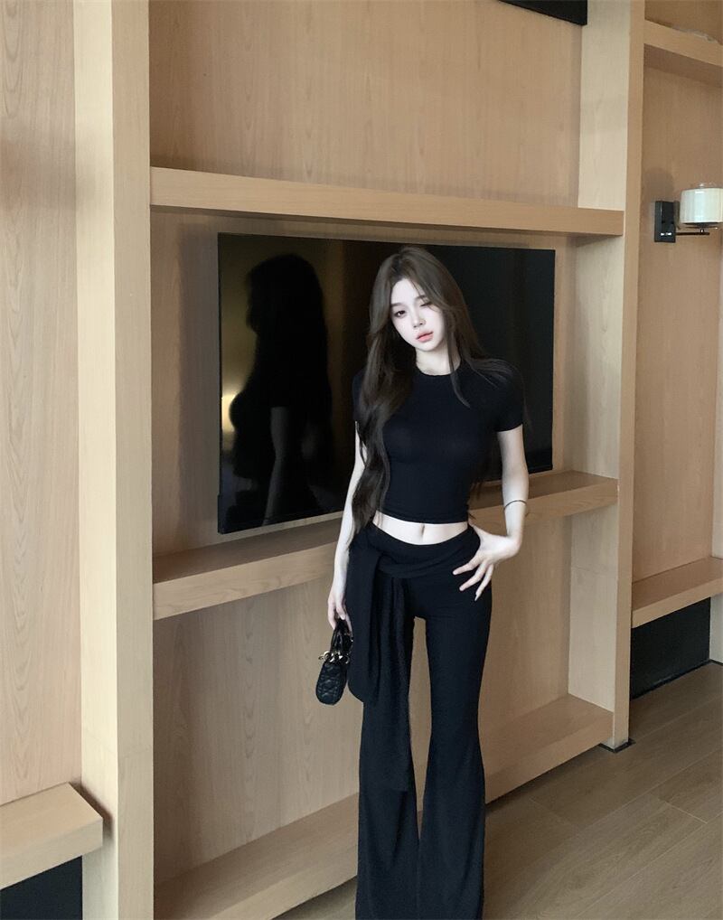 【set】Tシャツ+ニットカジュアルパンツ2点セットG21534