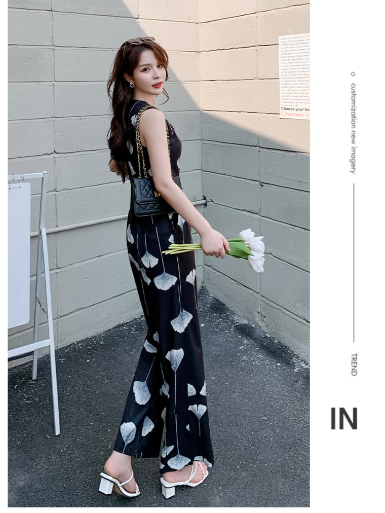 【set】VネックプリントオールインワンG21383