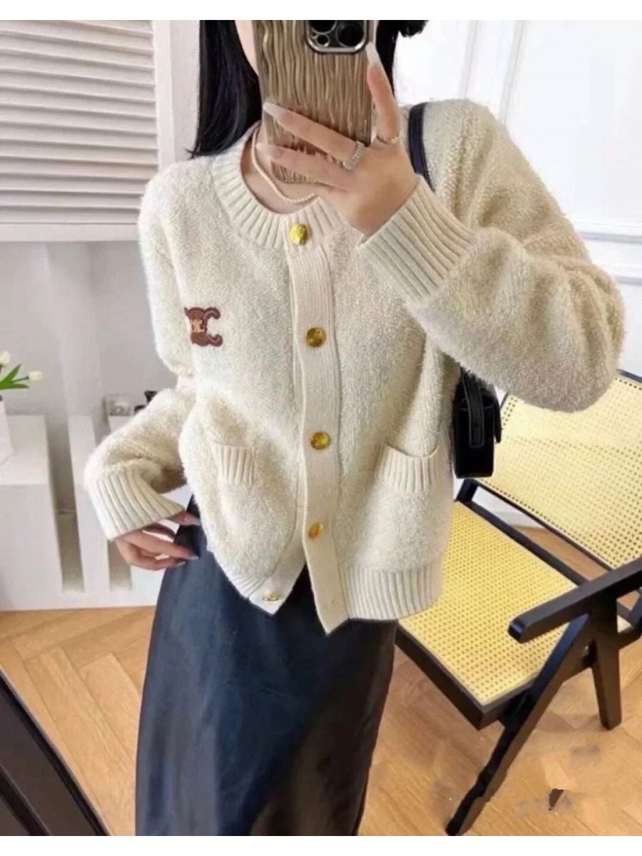 【outer】ポケット付きニットカーディガンF8018