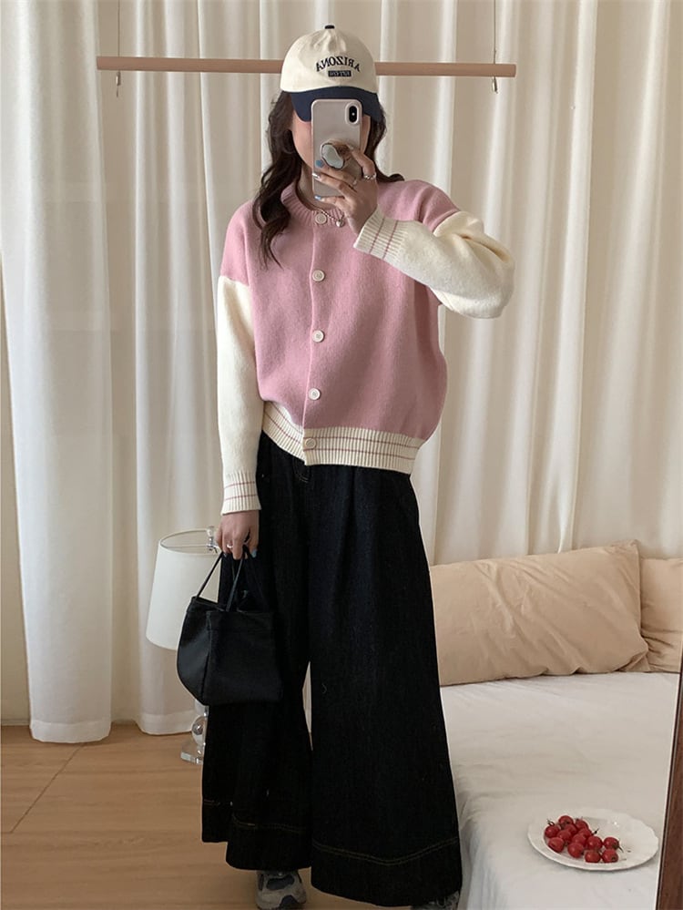 【outer】配色ニットカーデ M25964