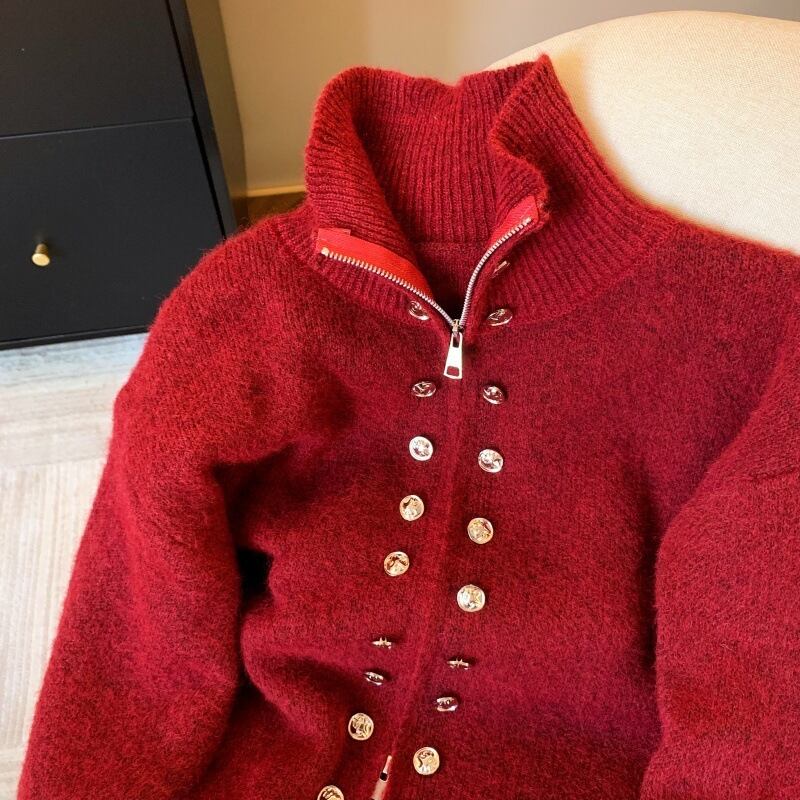 【outer】ファスナーニットカーデ M29155