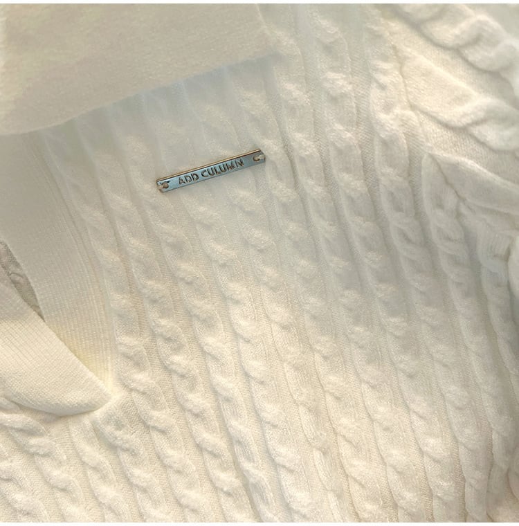 【tops】POLOネックニットTシャツF7402