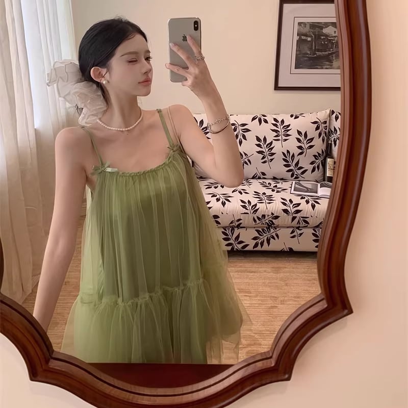 【dress】チュールミニキャミワンピース Q8346