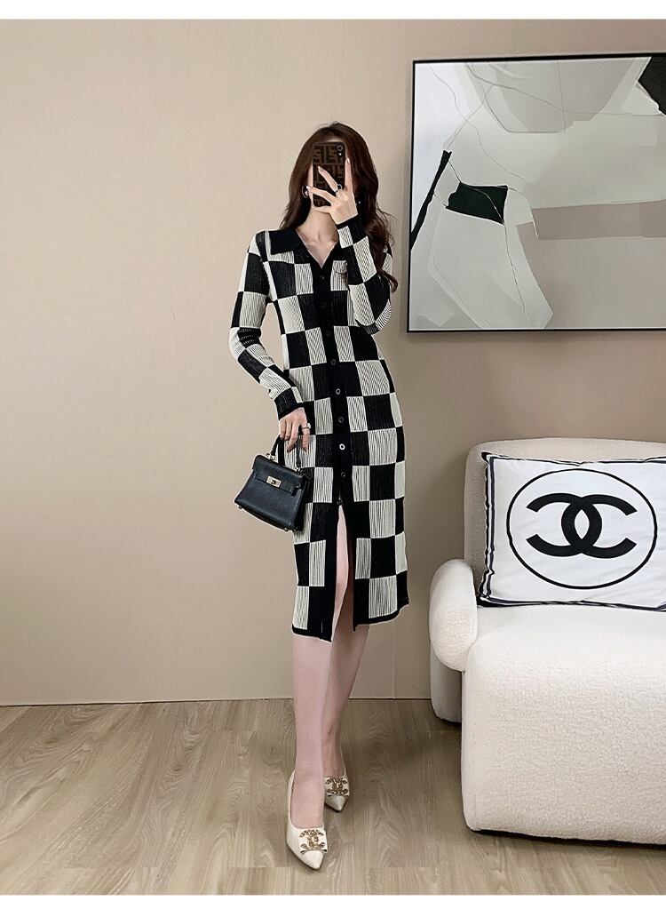 【dress】POLOネックニットワンピース M19047