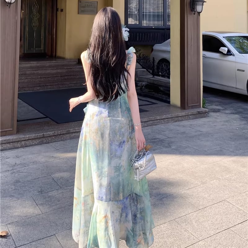 【dress】カラフルロングキャミワンピース Q8278
