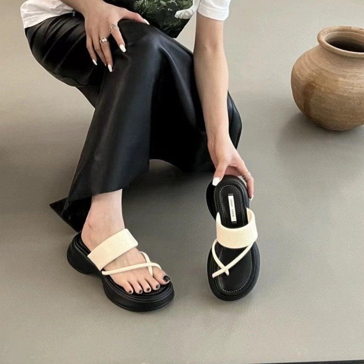 【shoes】2色厚底スリッパF7495