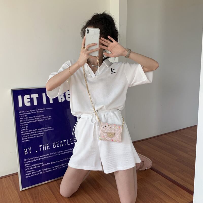 【set】美感いっぱい韓国系ファッション着痩せ着心地良いスウィート洋気2点セット G0651