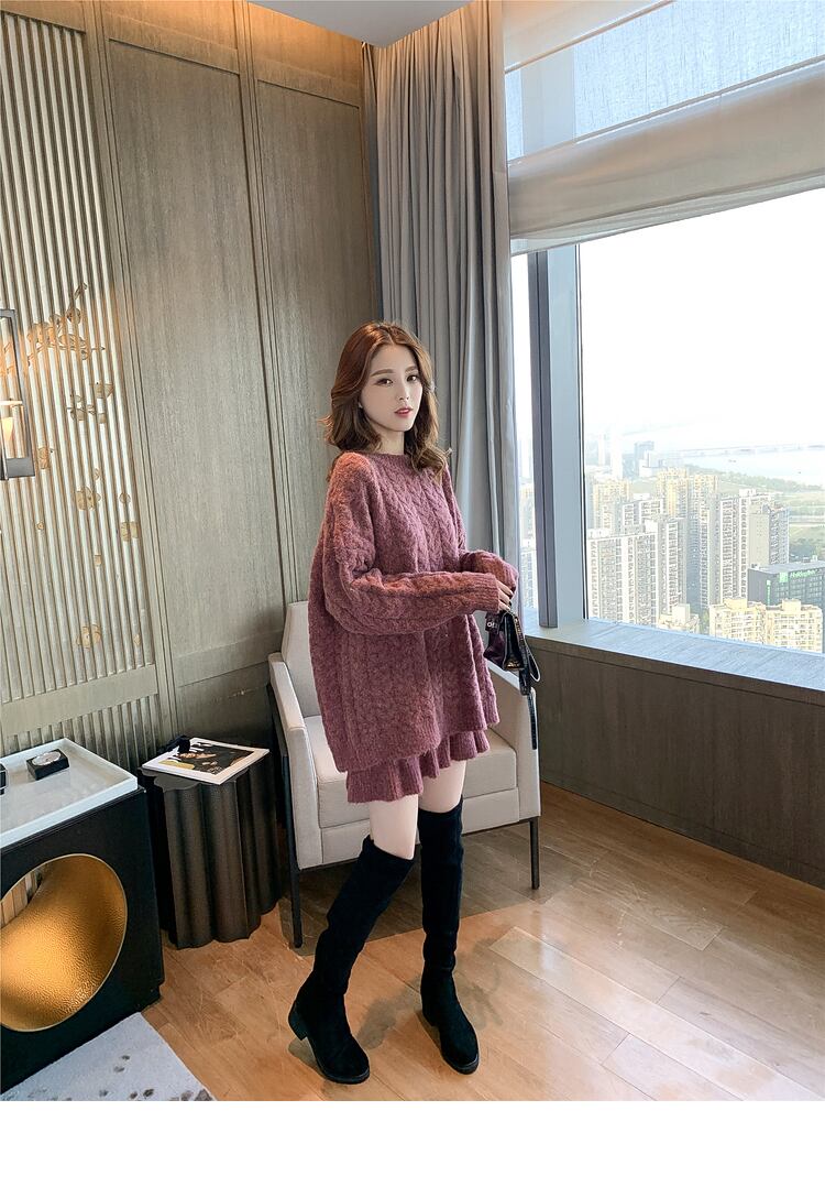 【set】美人度アップ!韓国系スウィート洋気森ガール淑女セーター2点セット G2245