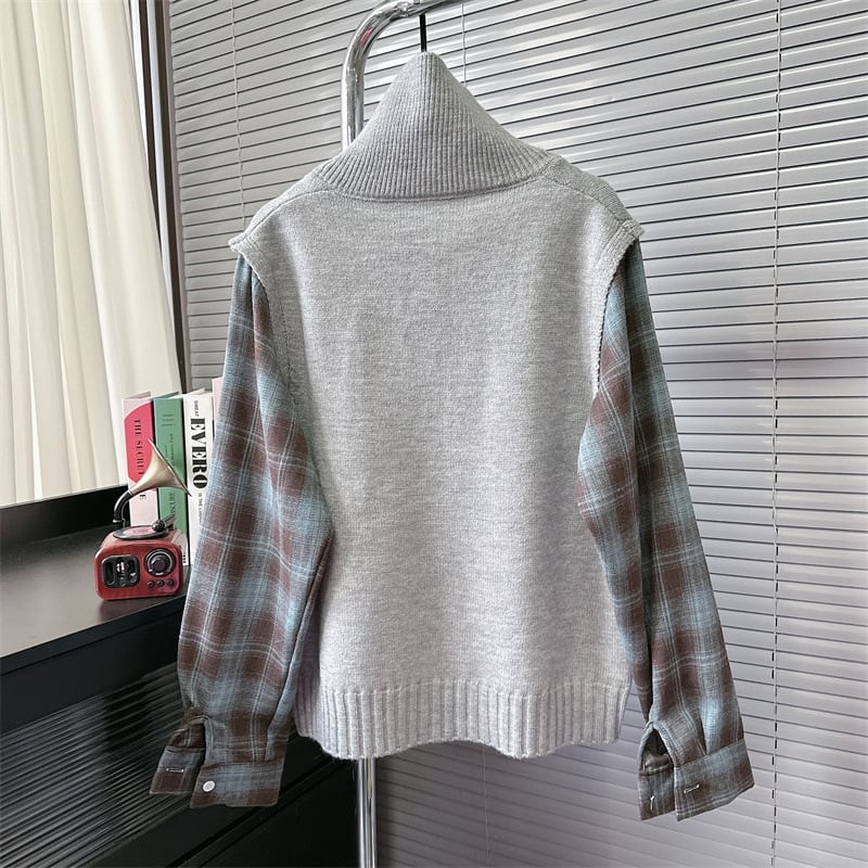 【tops】ファスナー切り替えニットセーター M28171