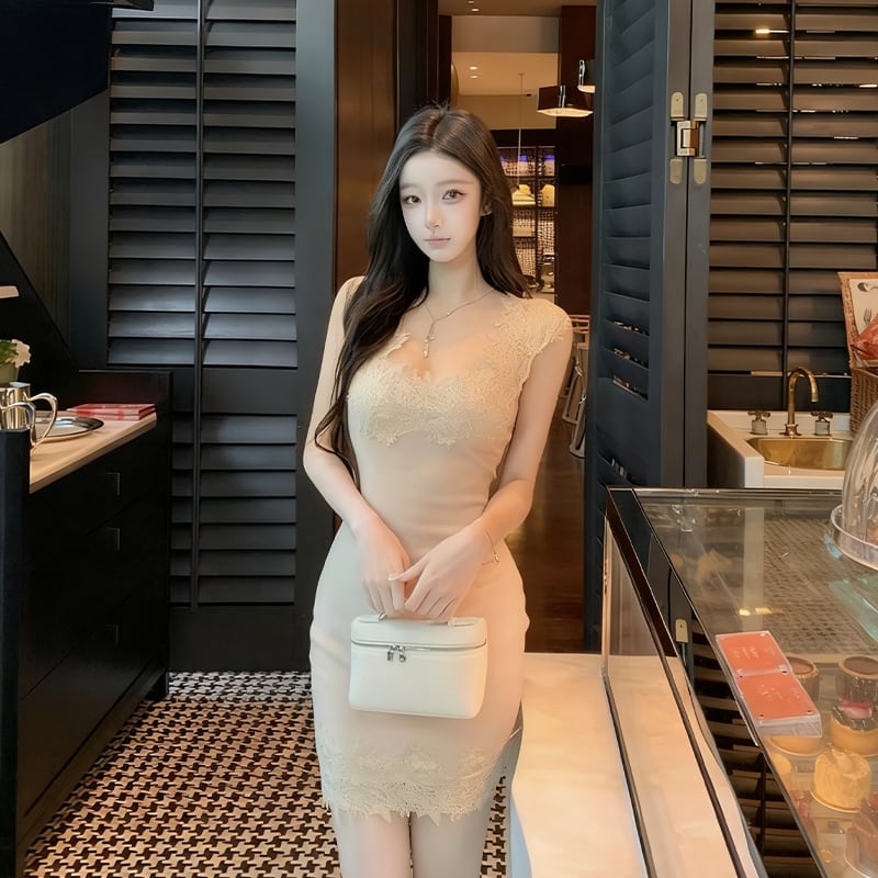 【dress】レースドッキングキャミワンピース Q8000