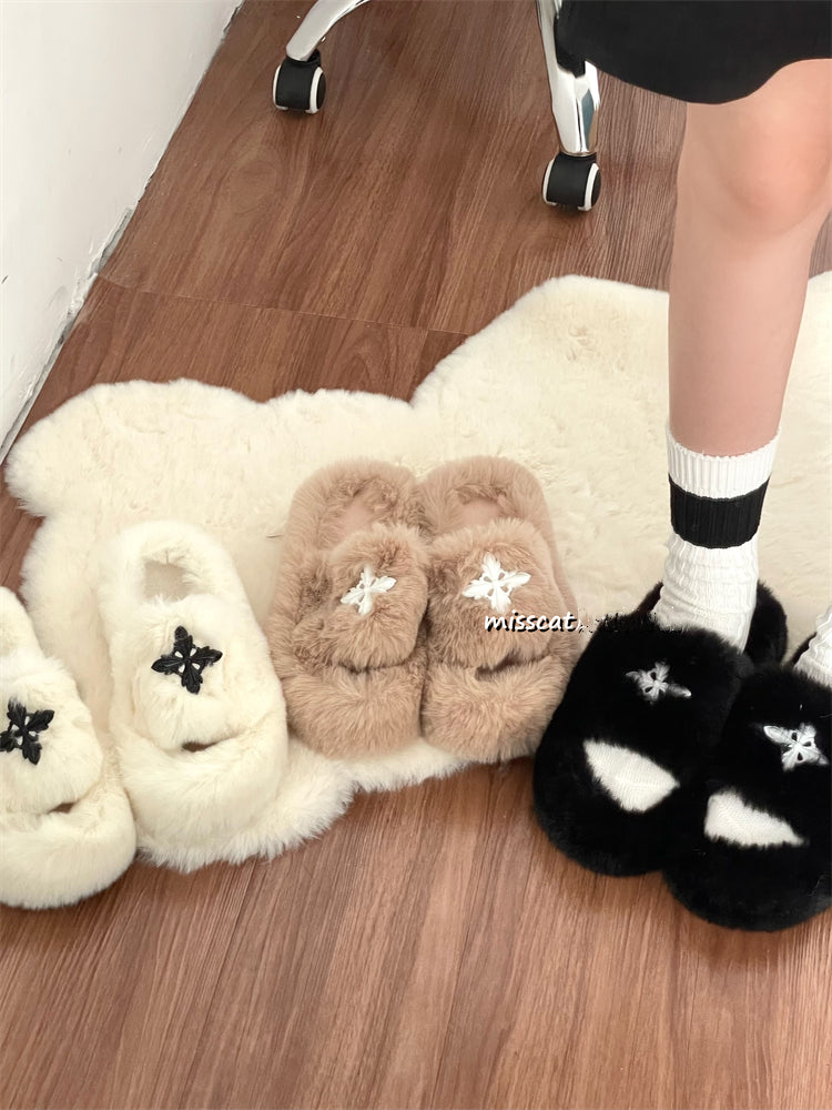 【shoes】3色厚底ファースリッパG23382