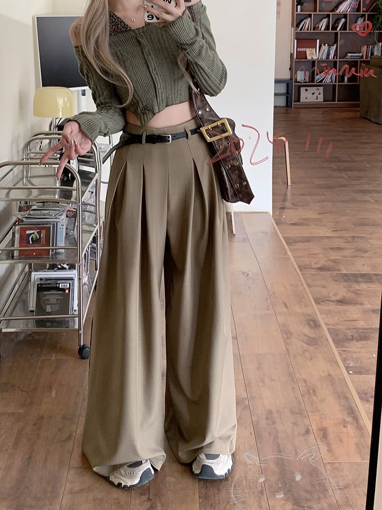 【bottoms】ハイウエストスーツガウチョパンツG21034