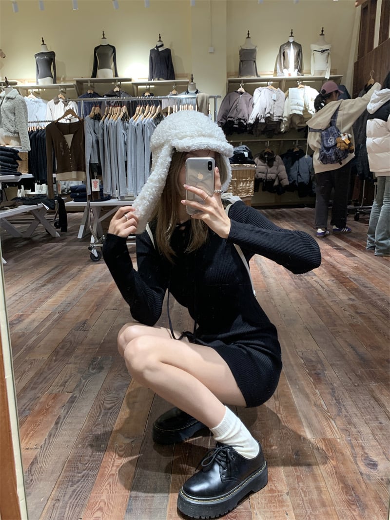 【dress】フード付きニットワンピース M26906
