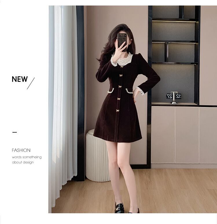 【dress】レトロ偽二つ切り替えワンピース G19177