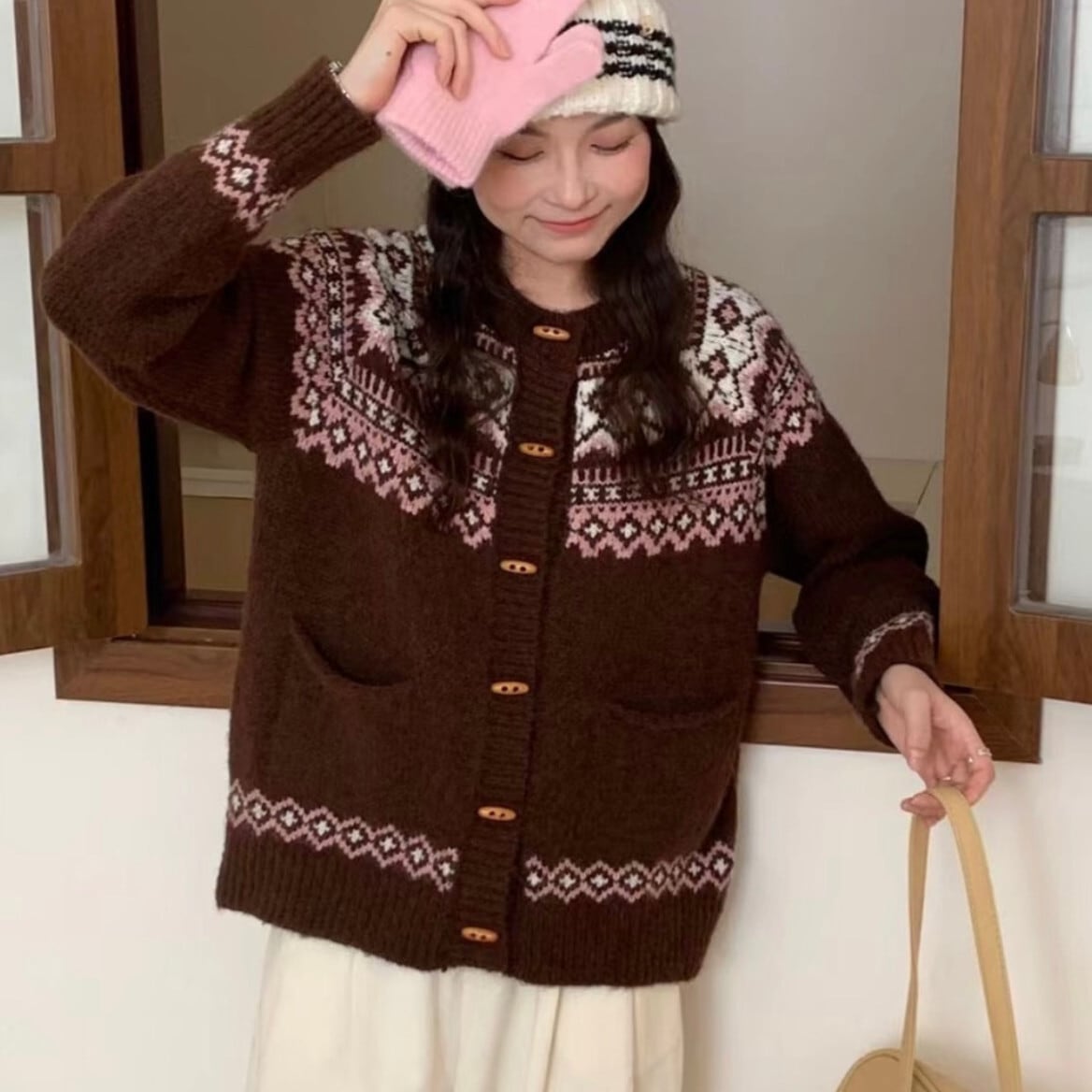 【outer】ジャカードニットカーデ M27699