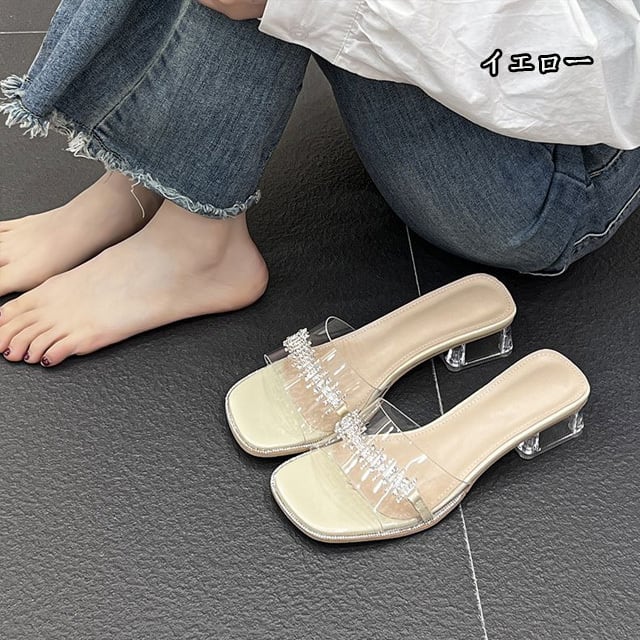 【shoes】3色チャンキーヒールサンダルF7462