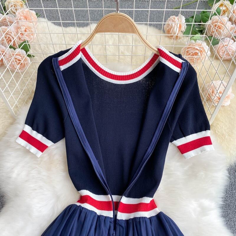 【dress】ニット切り替えシフォンワンピース G20726