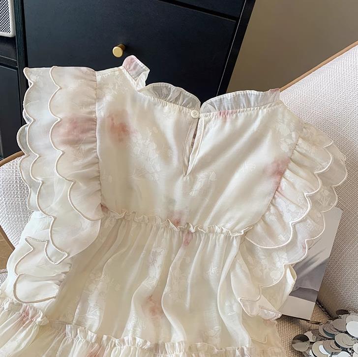 【tops】ギャザー花柄ブラウスF7505