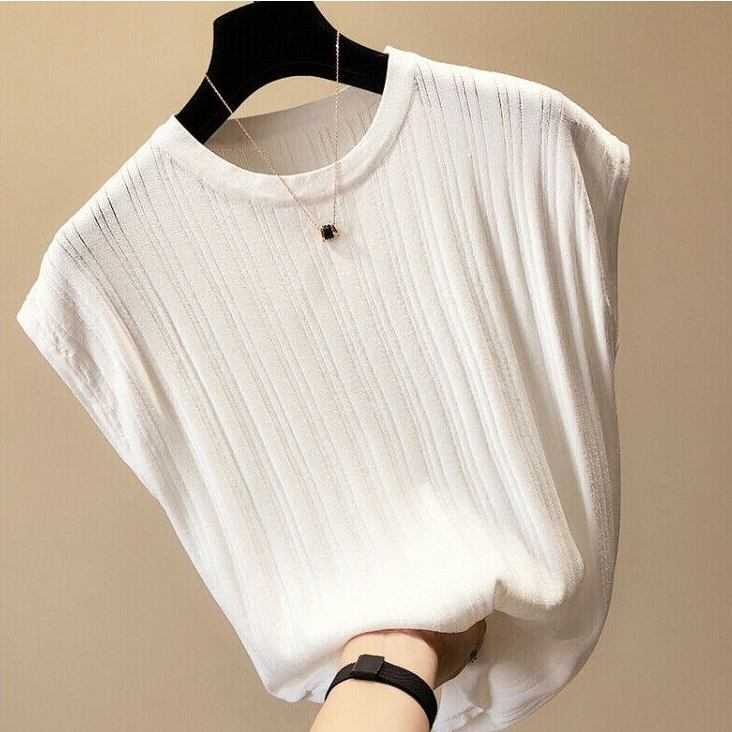 【tops】ファッションラウンドネック半袖ニットゆったり着まわしTシャツ