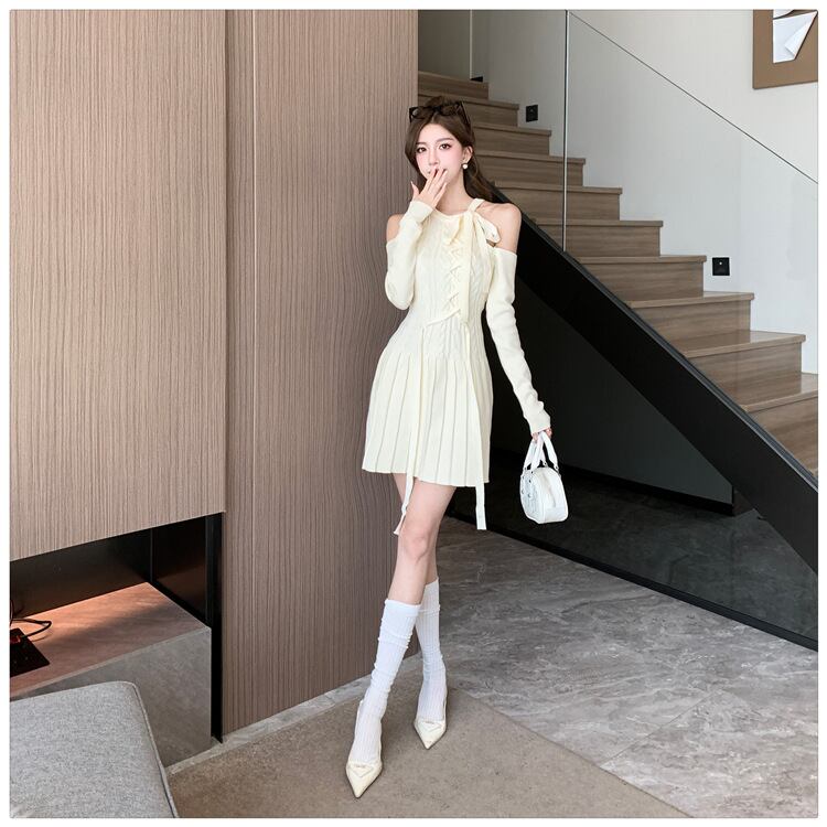 【dress】オフショルダーニットワンピース M18533