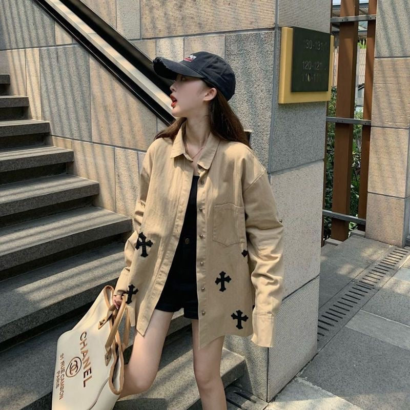 【tops】ポロカラー長袖シャツF7876