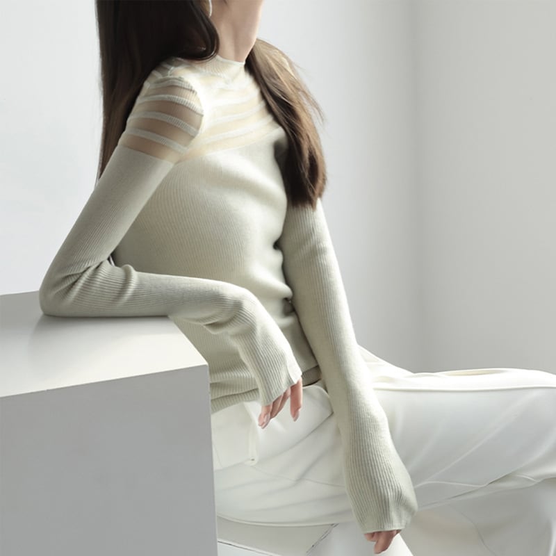 【tops】透かし彫りニットセーターG20258