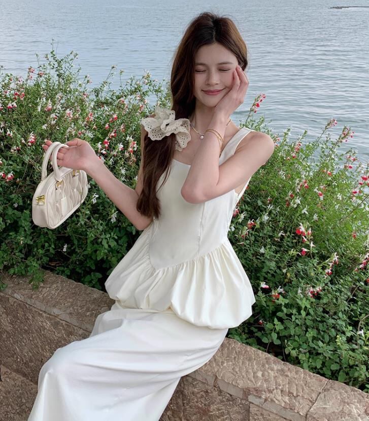 【set】ギャザーキャミソール+スカート2点セットF7438