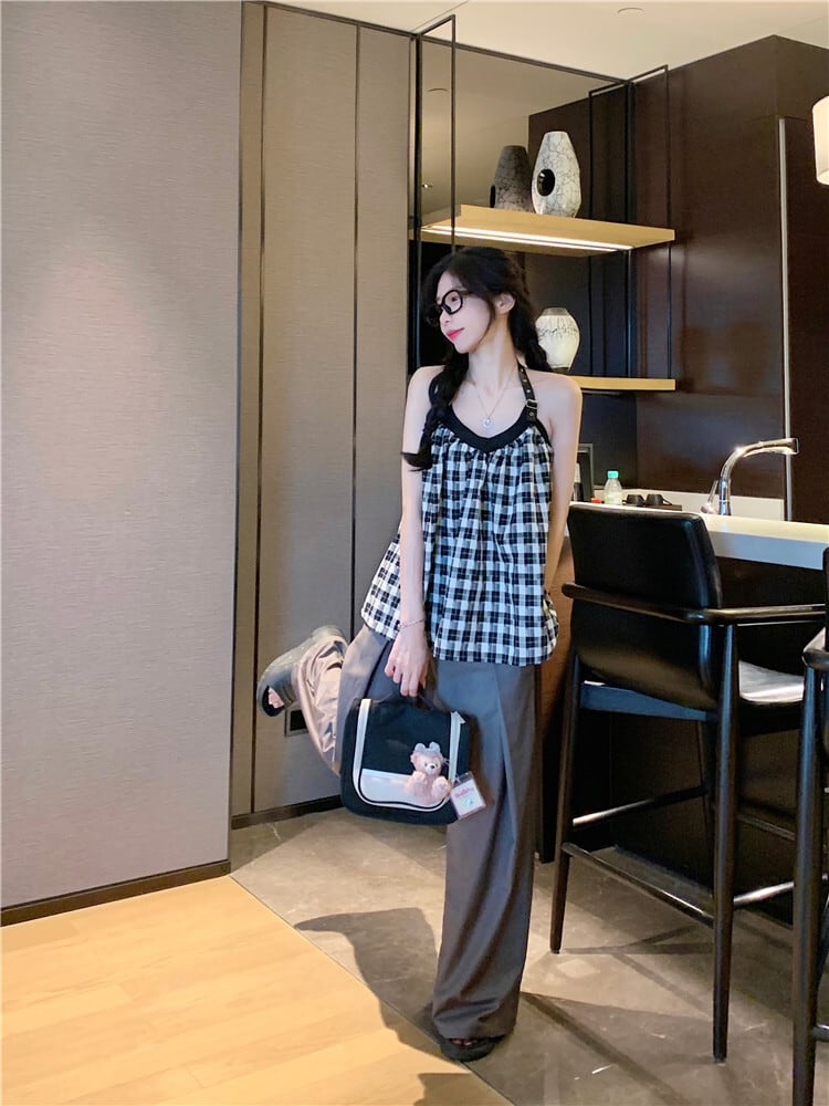 【tops】チェック柄キャミソール G20398