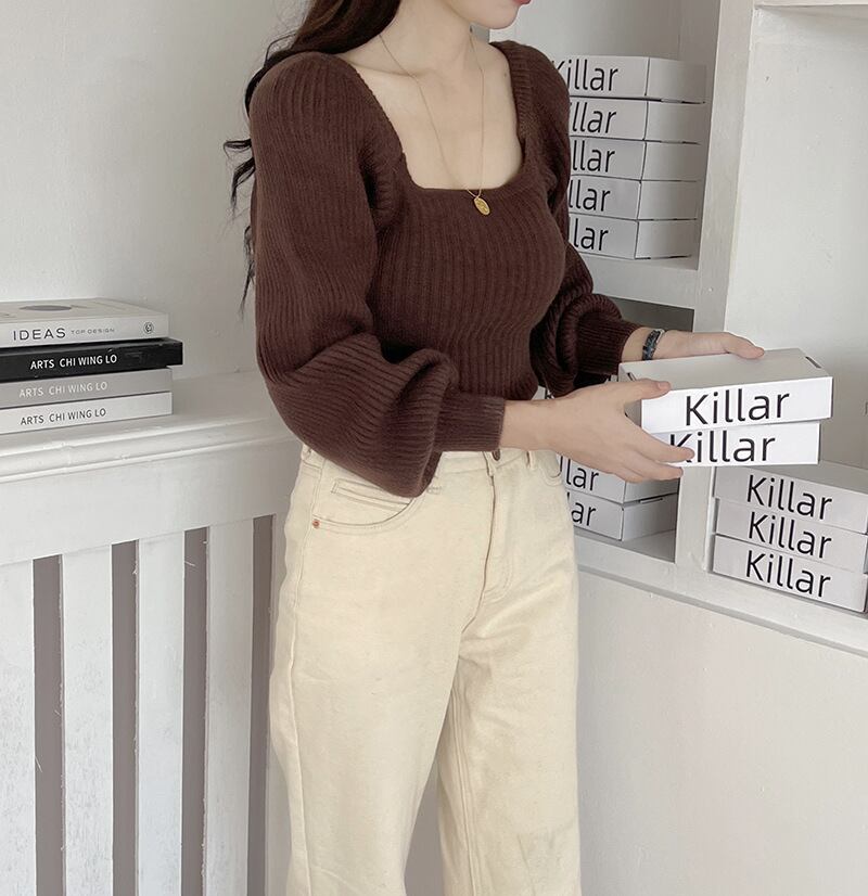 【tops】パフスリーブニットトップス M18836