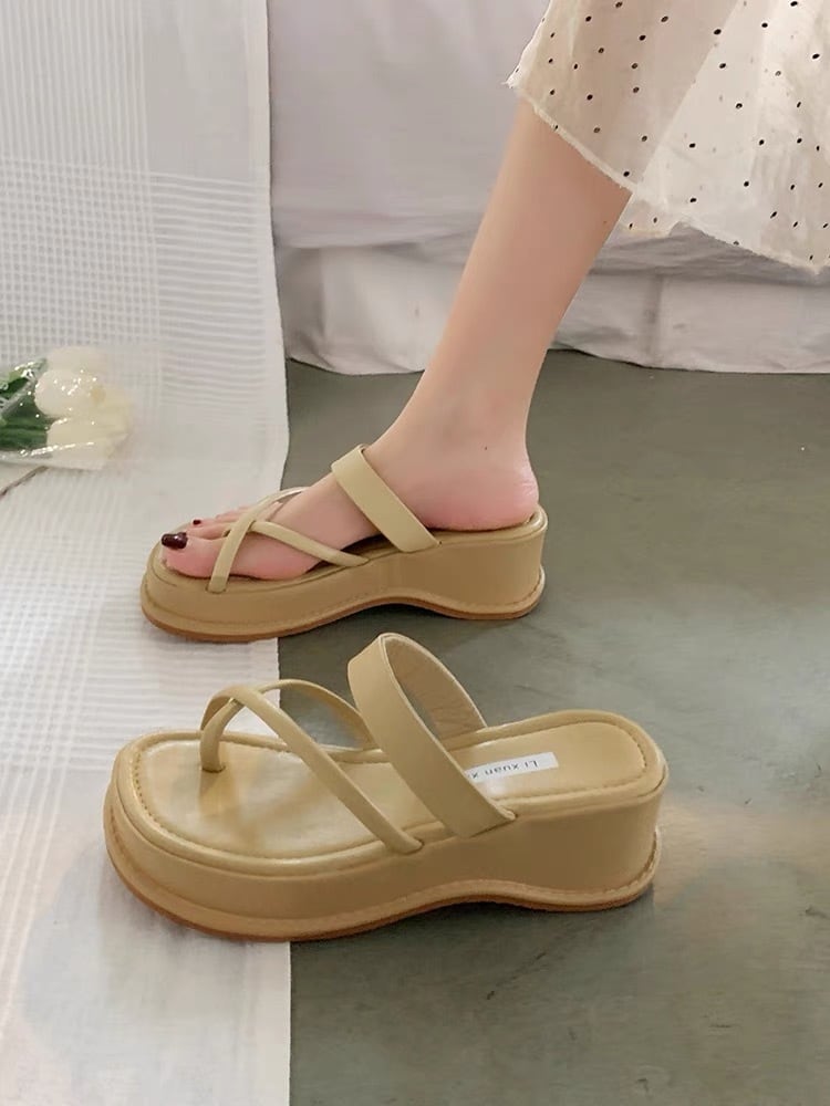【shoes】3色厚底スリッパF7499