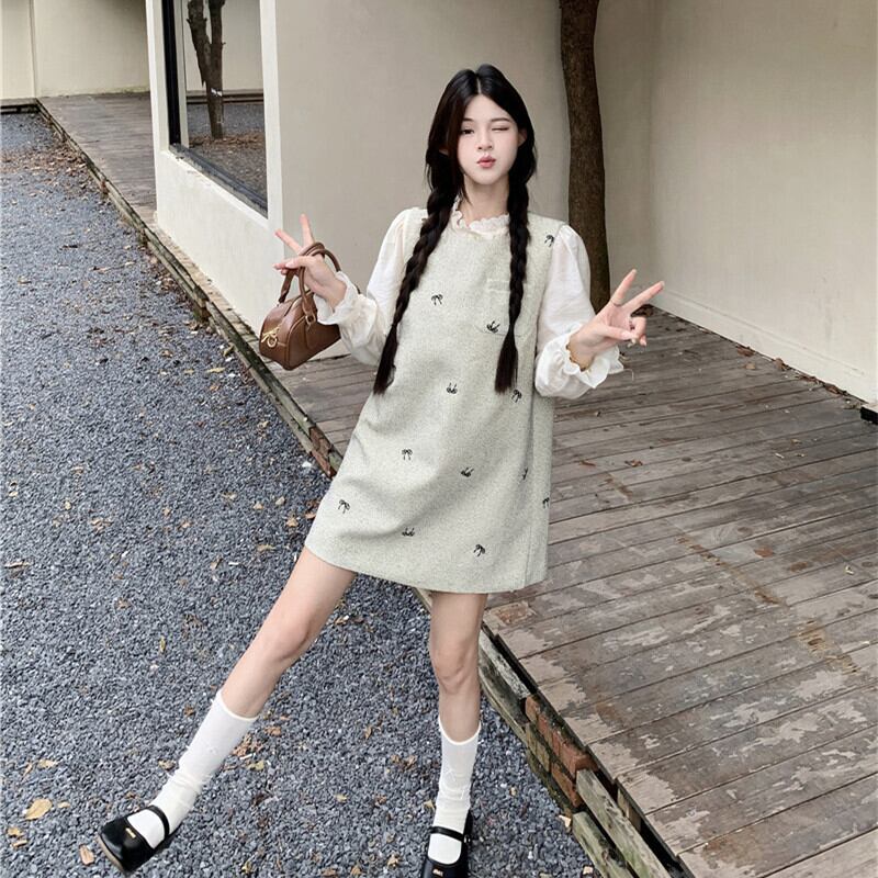 【set】シャツトップス×ベストワンピースセット M27497