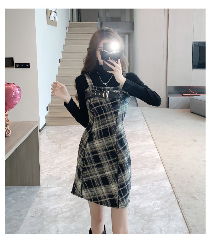 【dress】チェック柄キャミワンピース N2910