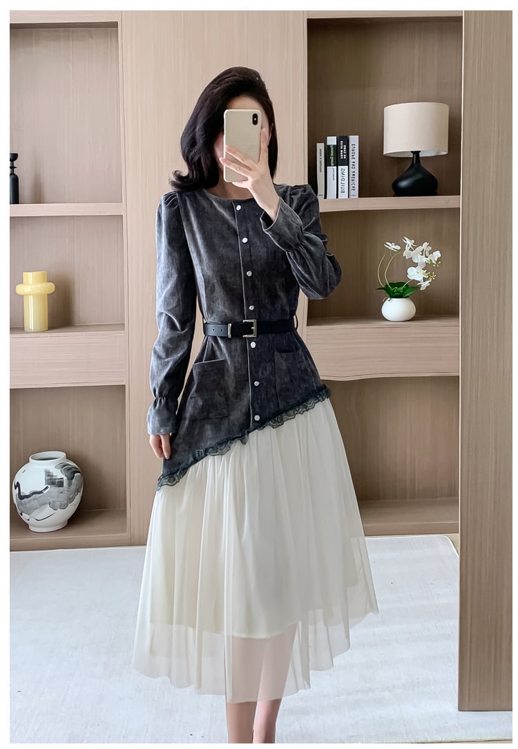 【dress】チュールコンビワンピース M29588