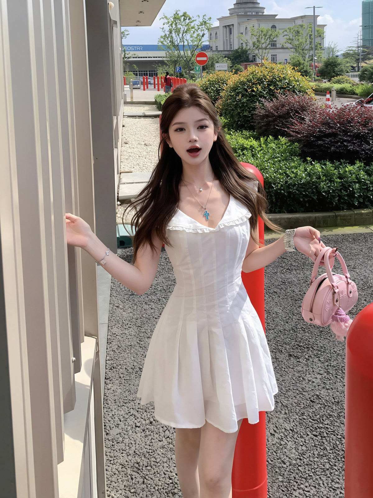 【dress】ヘアリボン付きピーターパンカラーワンピース Q8855