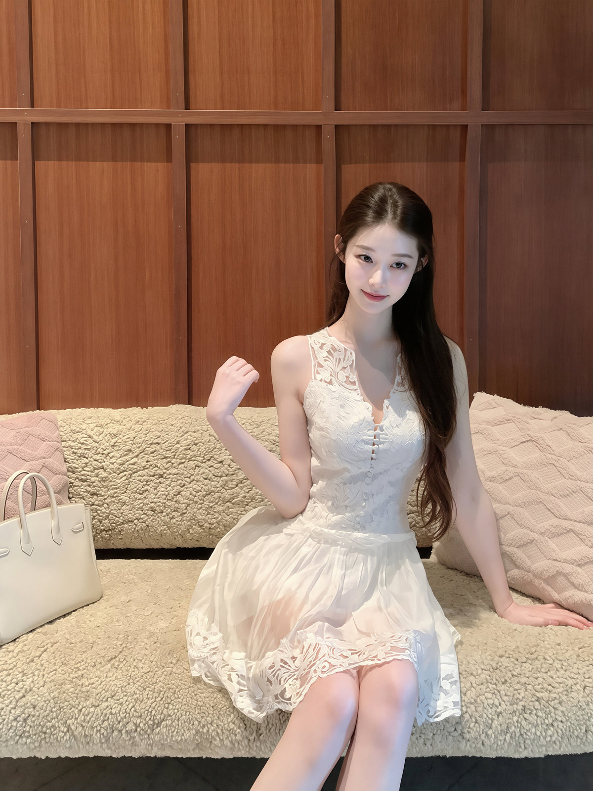 【dress】ノースリーブレースワンピース Q8873