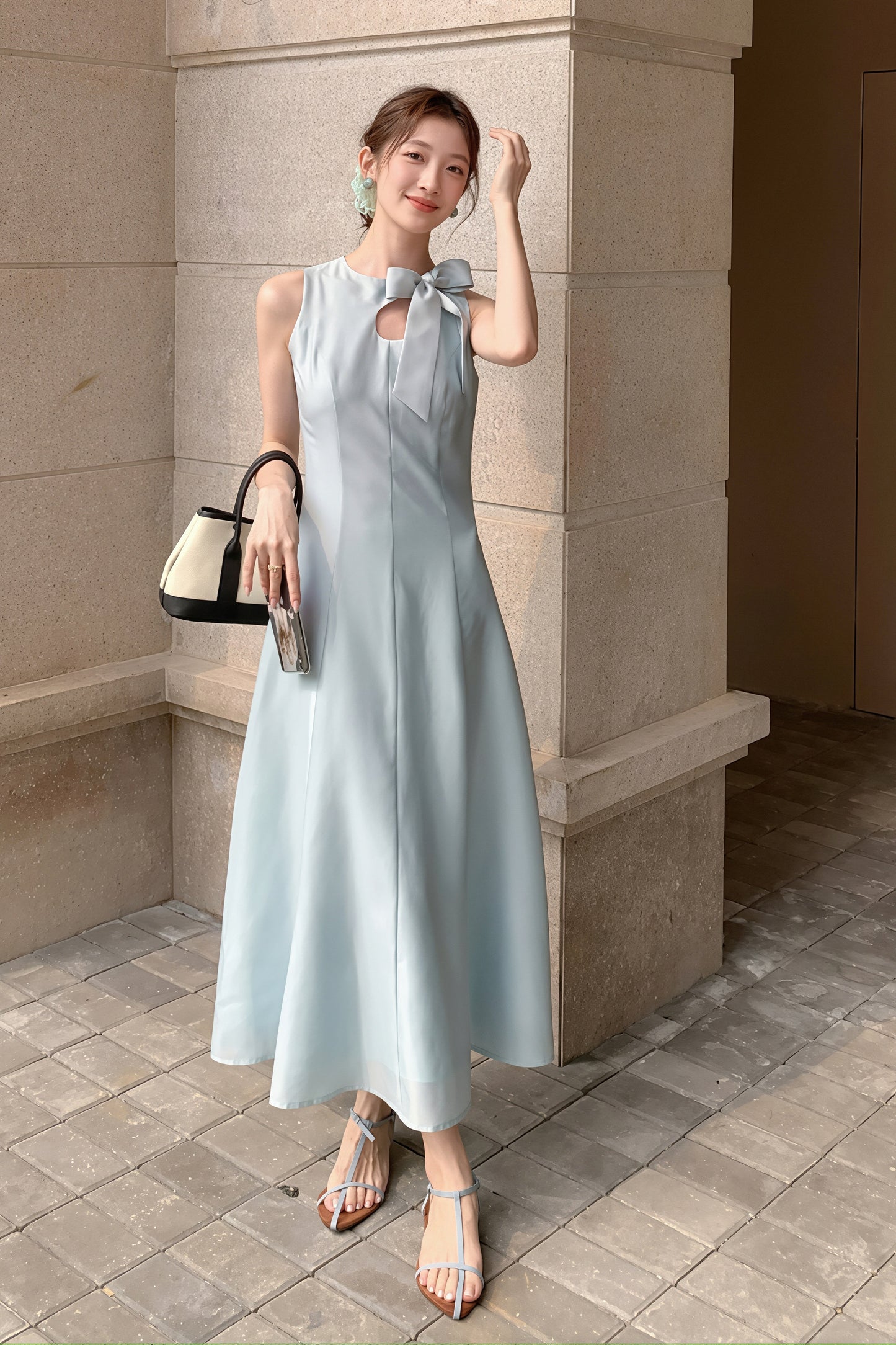 【dress】リボンロングワンピース Q8765