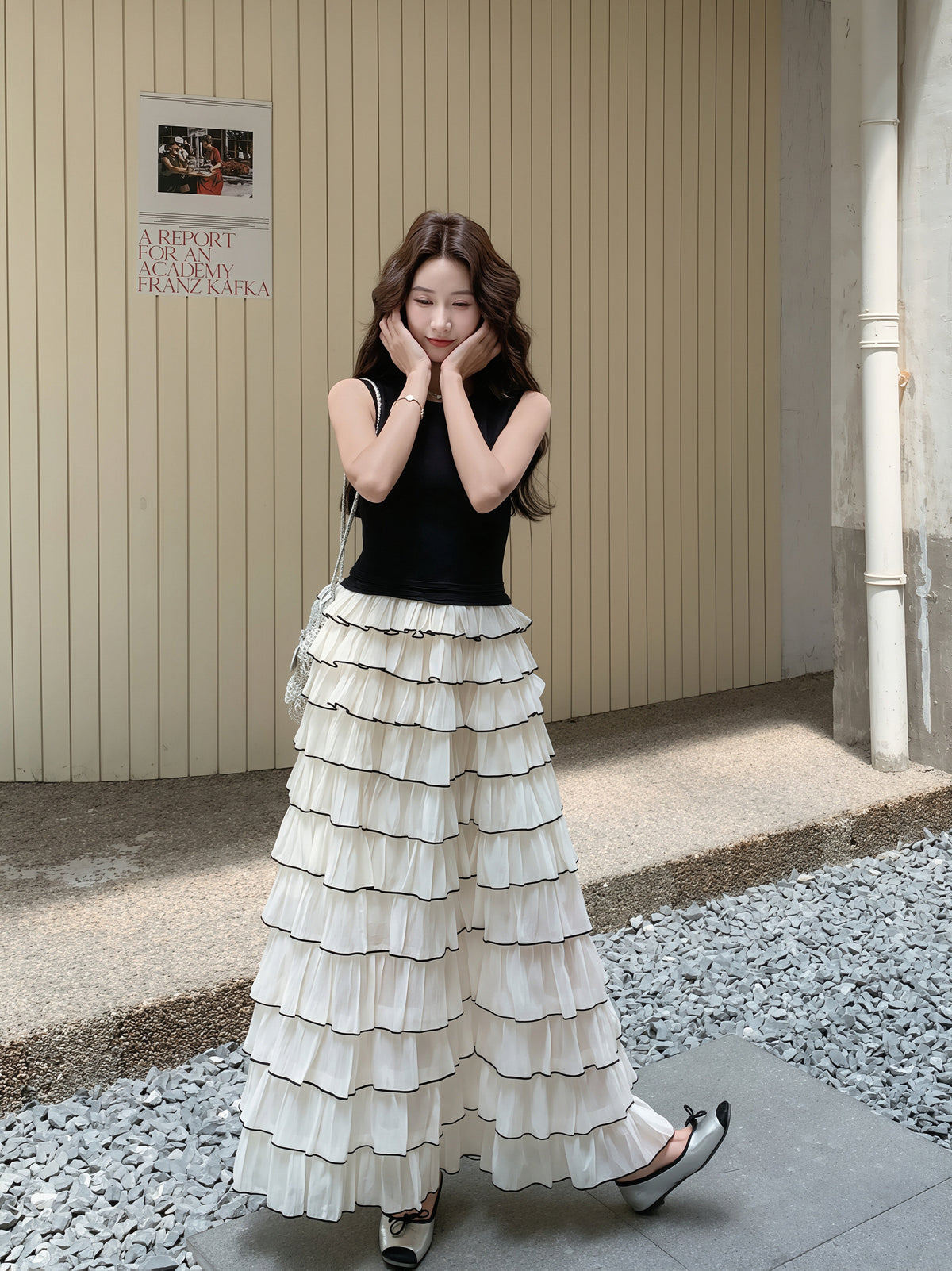 【dress】ノースリーブティアードミニワンピース Q8811