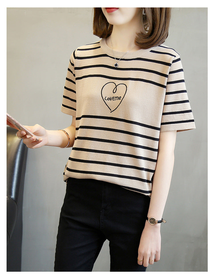 【tops】ラウンドネックニットTシャツG22399