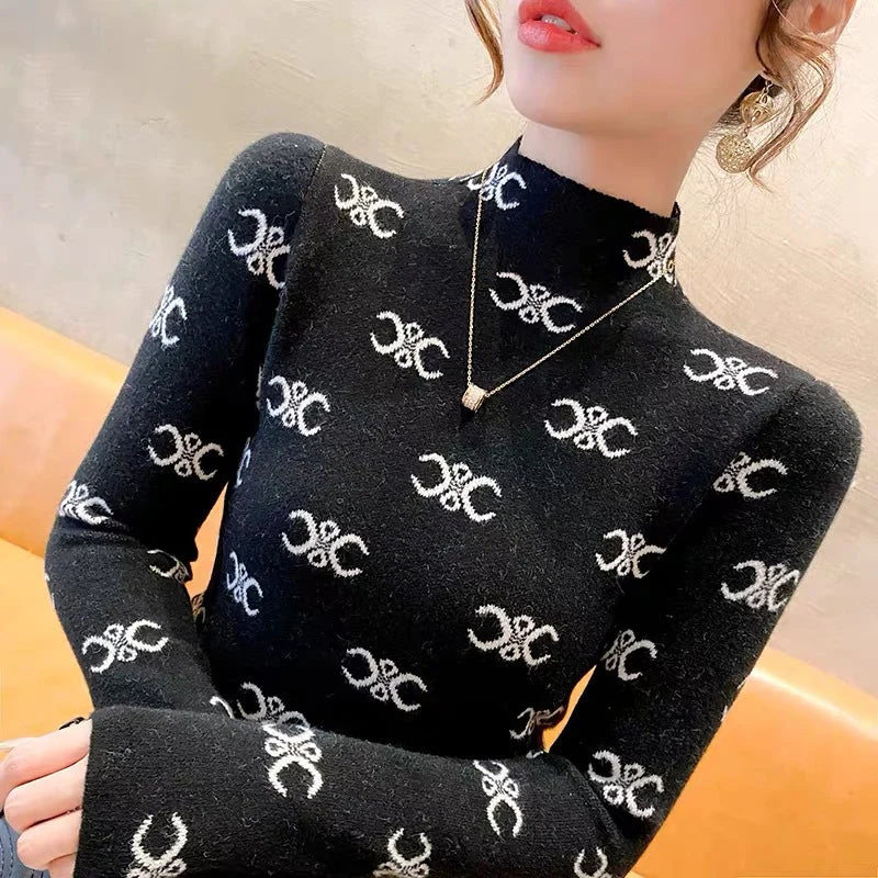 【tops】4色寒さ対策ニットセーターF8412