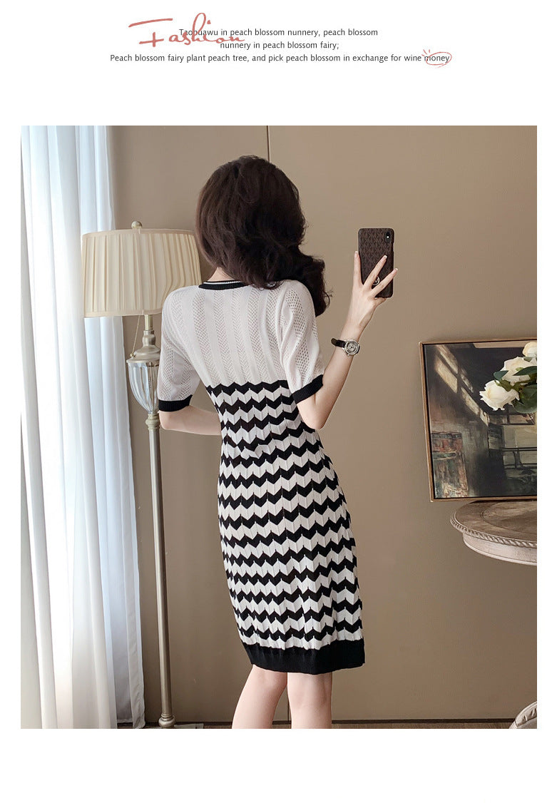 【dress】ストライプ柄ニットワンピースG21717