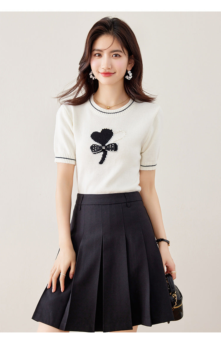 【tops】リボンニットTシャツG21952