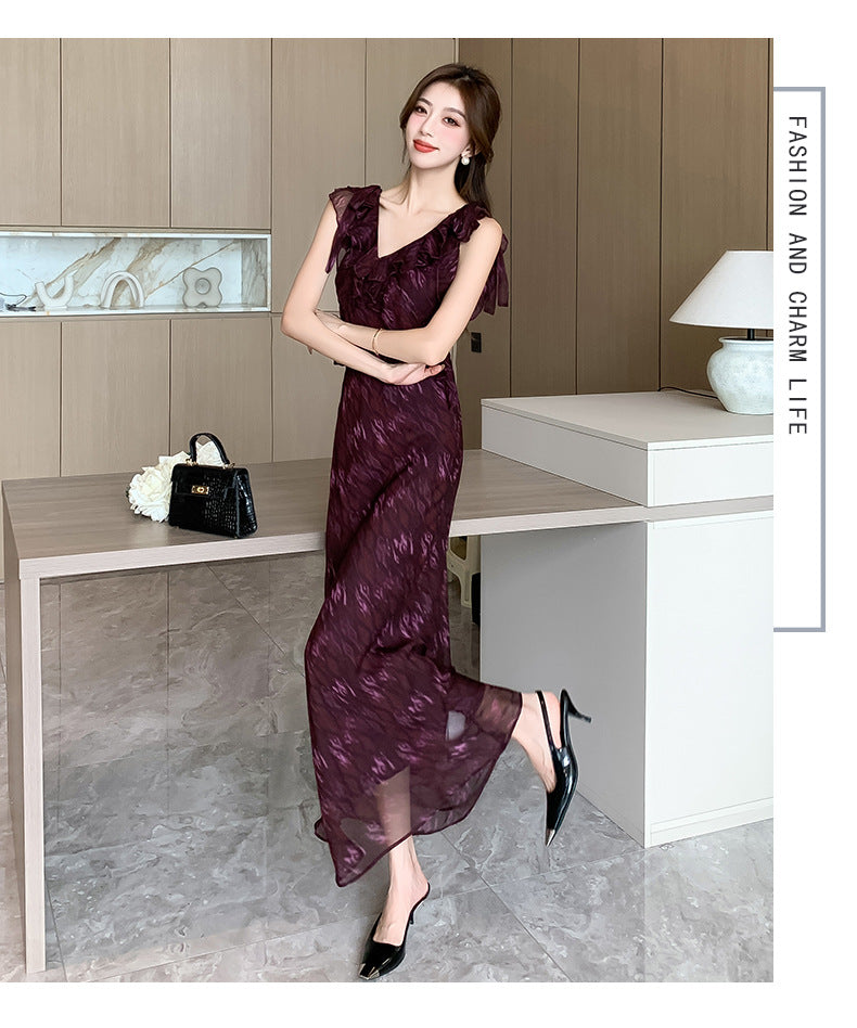 【dress】Vネックシフォン花柄ワンピースG21890