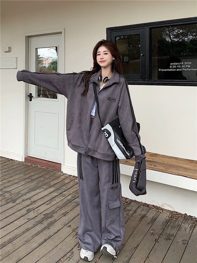 【set】ファスナーパーカー+ガウチョパンツ2点セットF8147