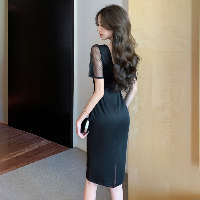 【dress】スクエアネックスリットデートワンピースG22496